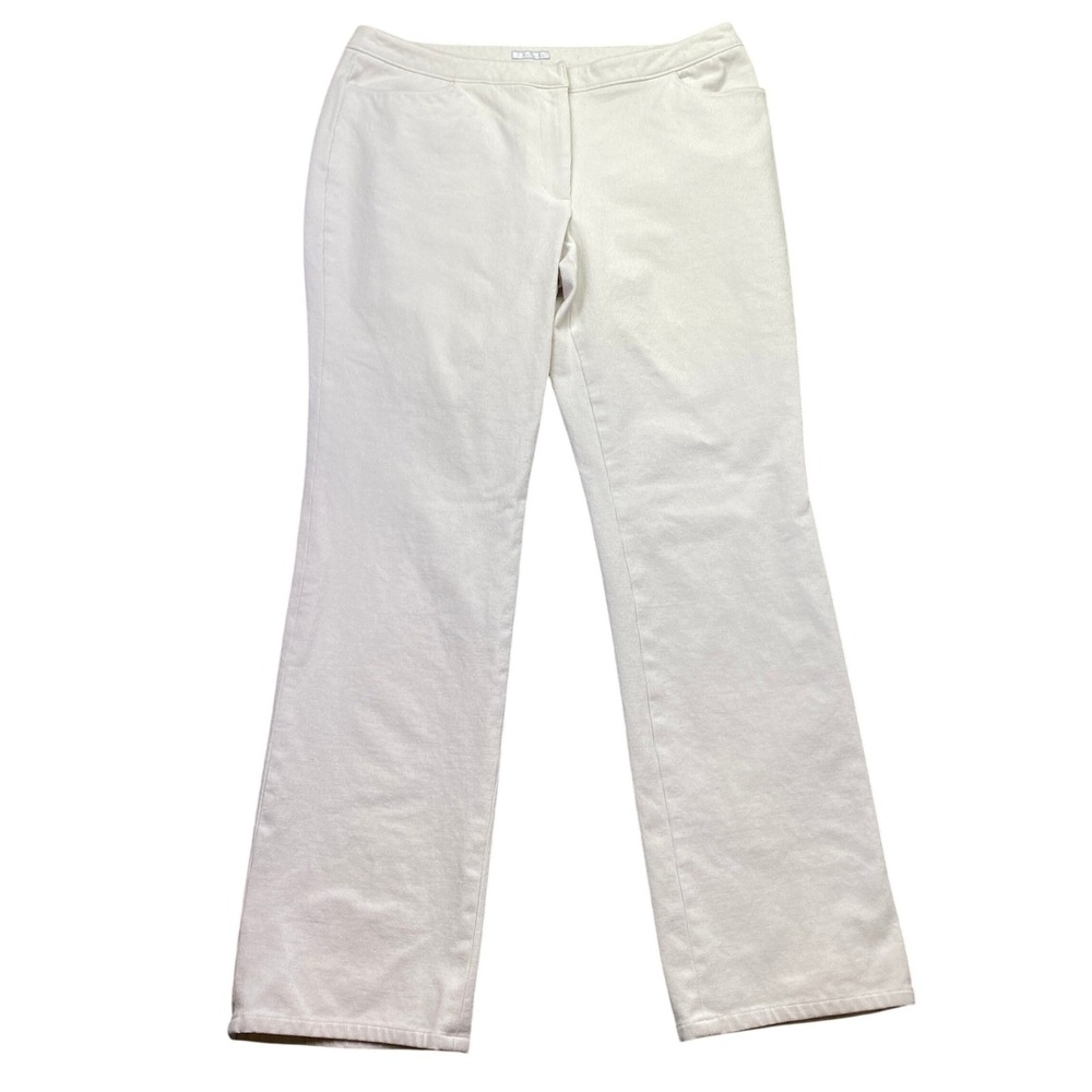 Halogen Womens Cream Corduroy Straight Leg Stretch Pants Size 14 Off White